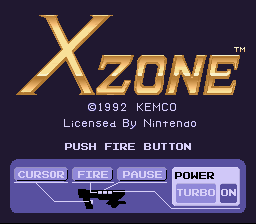 X Zone (Japan, USA) Title Screen